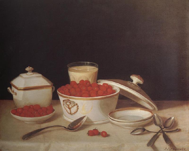 John F.Francis Strawberries,Cream,and Sugar oil painting image